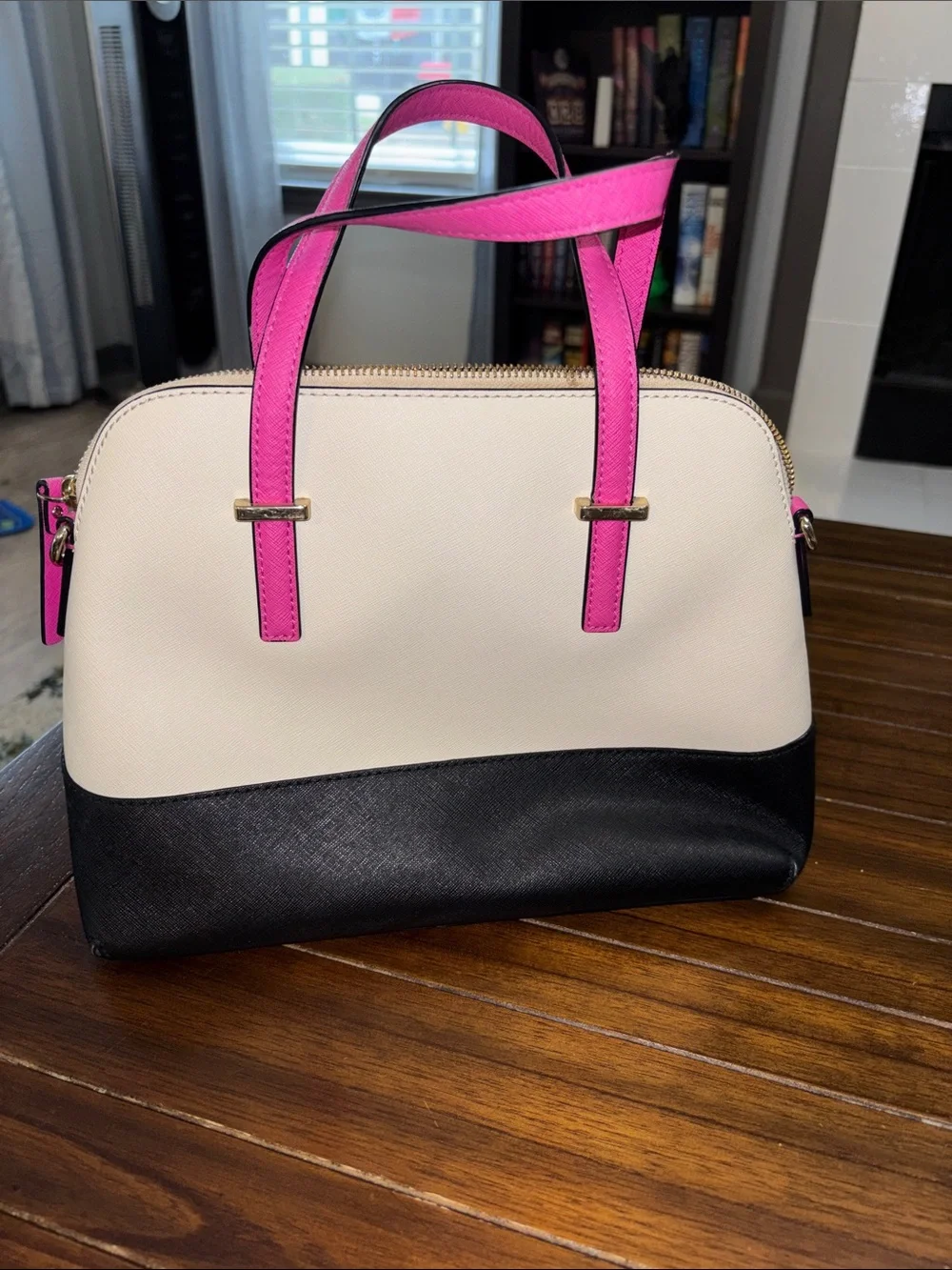 kate spade Cream, Black & Hot Pink Dome Satchel